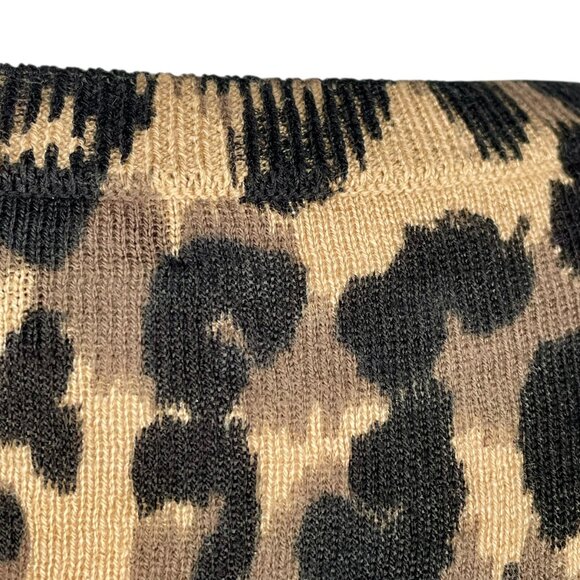 HALOGEN Pima Cotton Blend Leopard Print Pullover Sweater Women’s M Ballet Neck - Picture 9 of 12